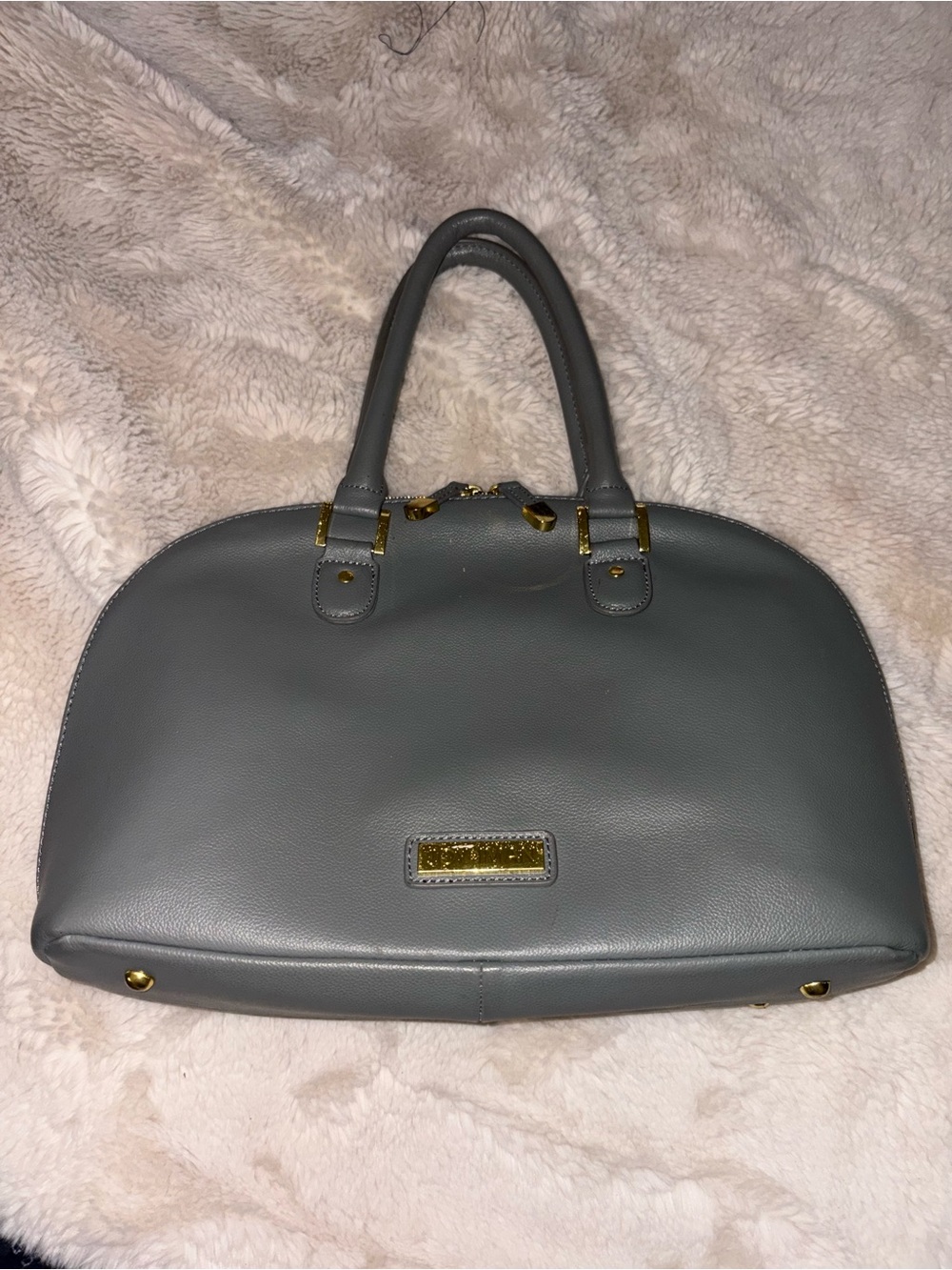 Joy & Iman Gray Satchel with Gold Hardware